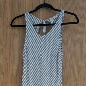 Joie Linen Blend Maxi Dress Tassel Sleeveless Blue White Striped Women's M